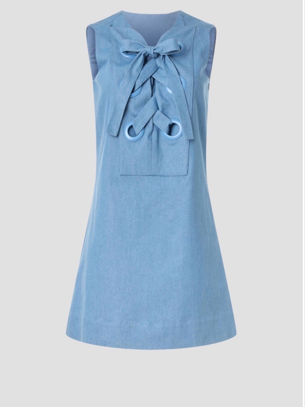 English Factory Light Blue Mini Dress with Front Tie Detail